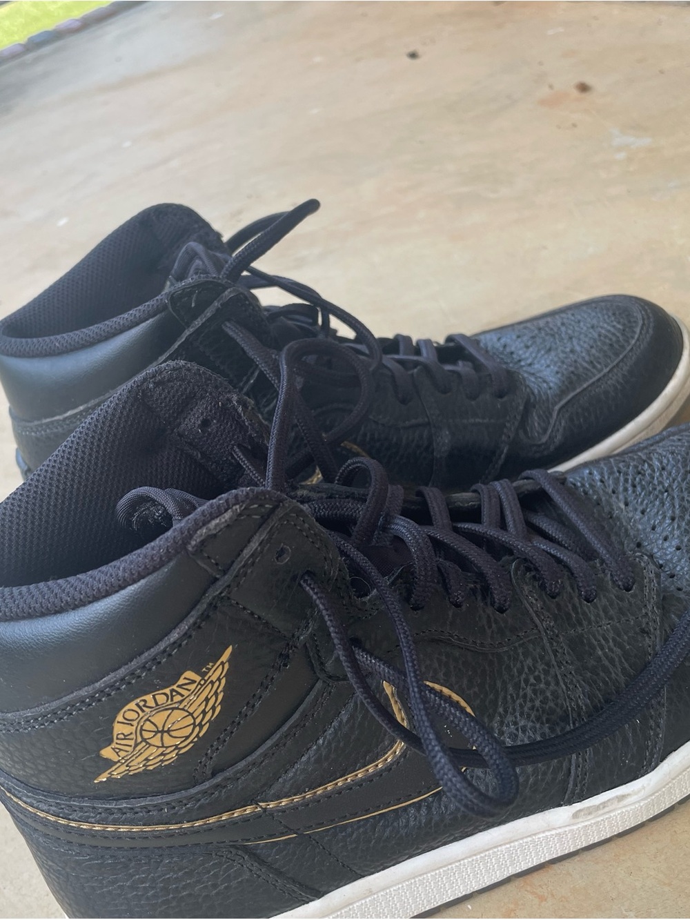 Nike Air Jordan Black and Gold High-Top Sneakers - Men's